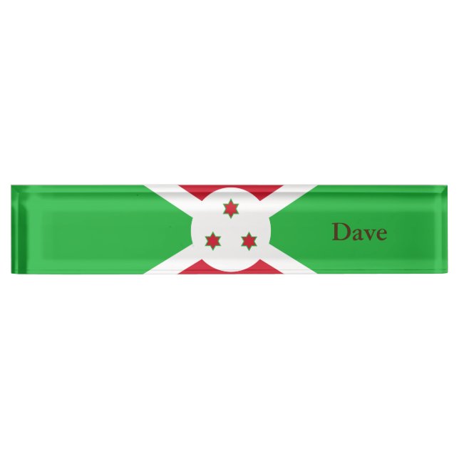 Patriotic Burundi Flag Nameplate (Front)