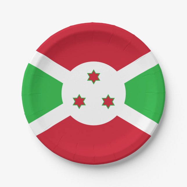 Patriotic Burundi Flag Paper Plate (Front)