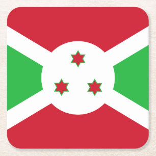 Patriotic Burundi Flag Square Paper Coaster