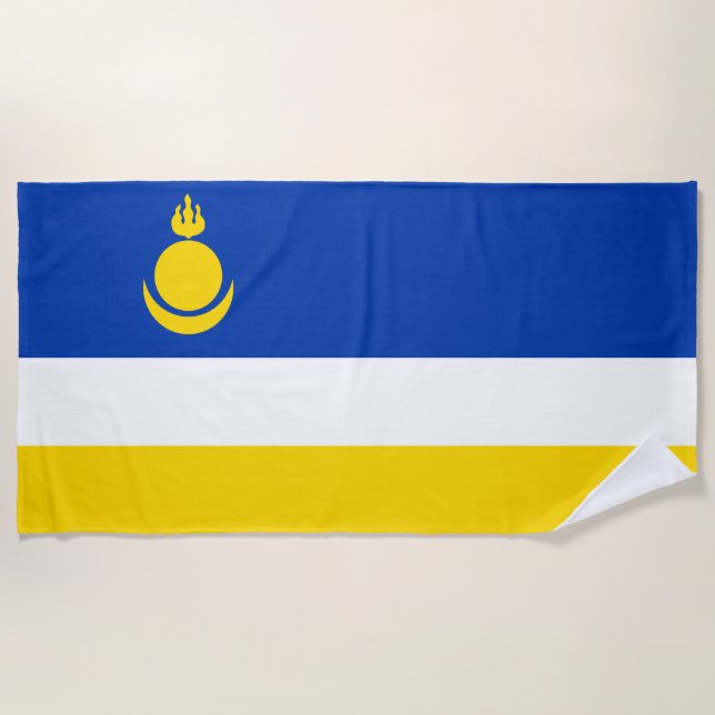 Patriotic Buryatia Flag Beach Towel (Front)