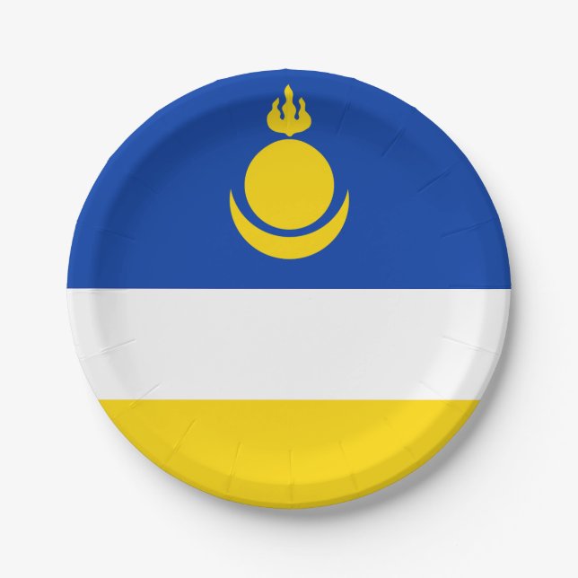 Patriotic Buryatia Flag Paper Plate (Front)