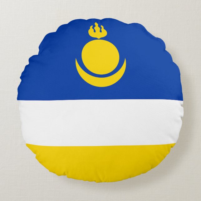 Patriotic Buryatia Flag Round Cushion (Front)