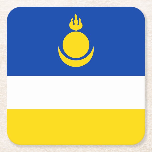 Patriotic Buryatia Flag Square Paper Coaster (Front)