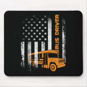 Patriotic Bus Driver Usa American Flag - School Bu Mouse Mat
