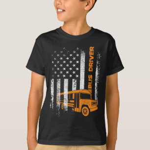 Patriotic Bus Driver Usa American Flag - School Bu T-Shirt