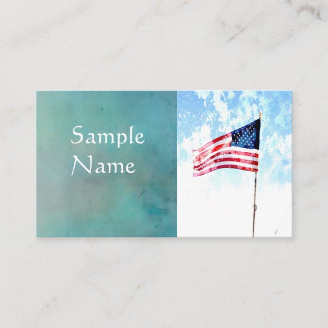 patriotic business cards American US flag art (Front)