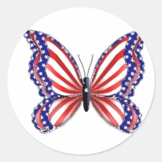Patriotic Butterfly Classic Round Sticker
