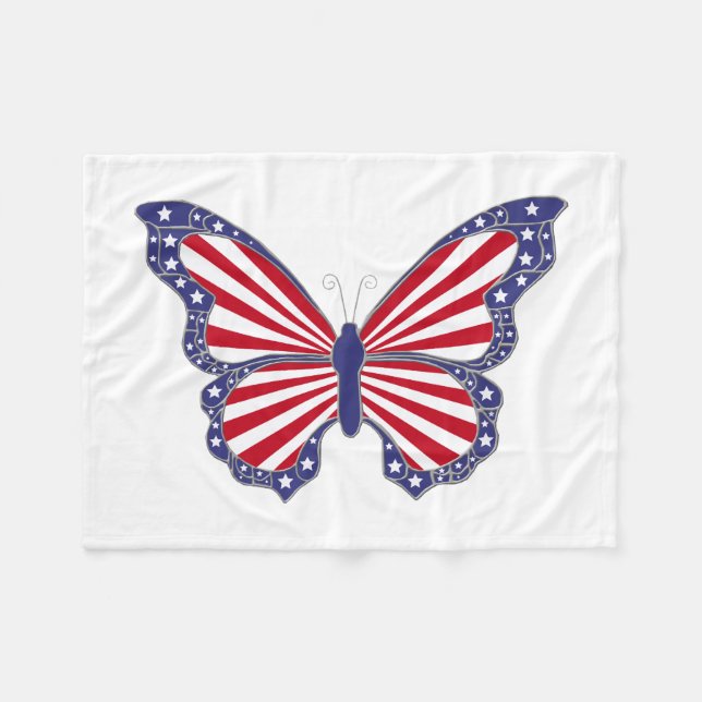 Patriotic Butterfly Fleece Blanket (Front (Horizontal))