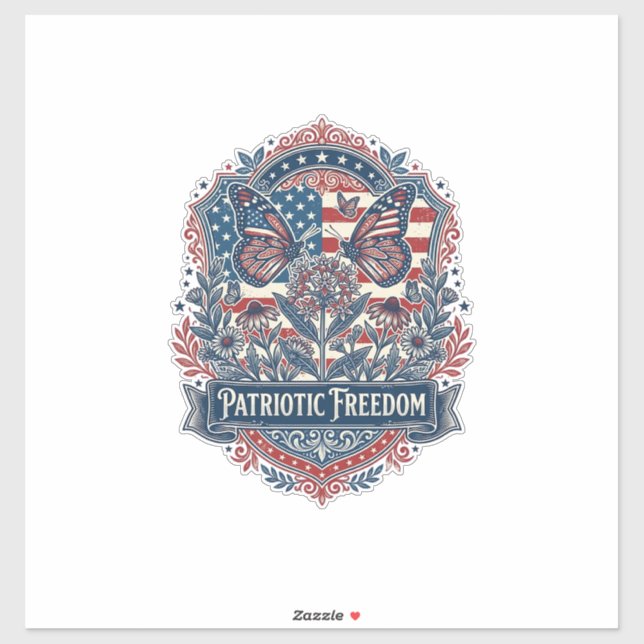 Patriotic Butterfly Garden Vector Graphic Tee_1 (Sheet)