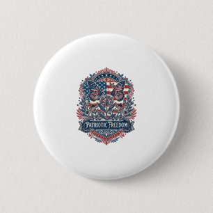 Patriotic Butterfly Garden Vector Graphic Tee_1 6 Cm Round Badge