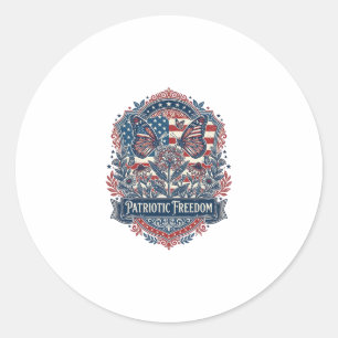 Patriotic Butterfly Garden Vector Graphic Tee_1 Classic Round Sticker