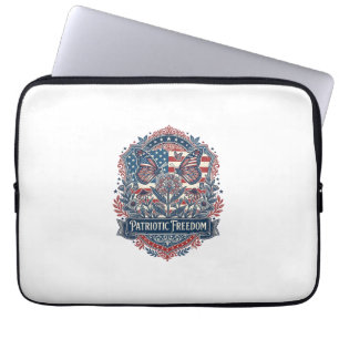 Patriotic Butterfly Garden Vector Graphic Tee_1 Laptop Sleeve