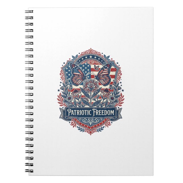 Patriotic Butterfly Garden Vector Graphic Tee_1 Notebook (Front)