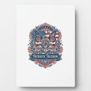Patriotic Butterfly Garden Vector Graphic Tee_1 Plaque