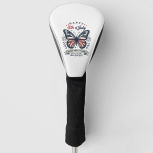 Patriotic Butterfly Happy 4th of July Shirt Design Golf Head Cover
