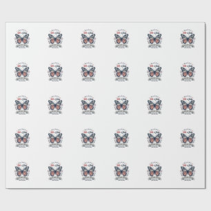 Patriotic Butterfly Happy 4th of July Shirt Design Wrapping Paper