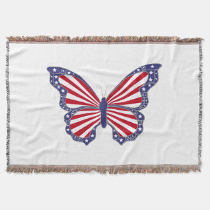 Patriotic Butterfly Throw Blanket