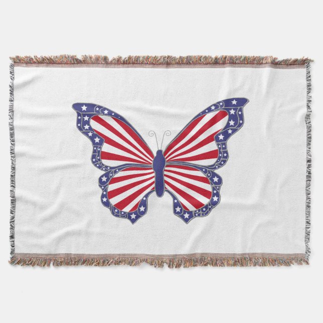 Patriotic Butterfly Throw Blanket (Front)