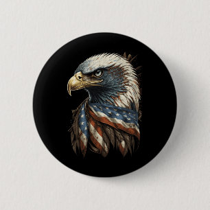 Patriotic Byld Eagle 4th Of July Men Usa American 6 Cm Round Badge