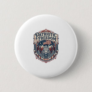 Patriotic Cabin Weekend Vector Graphic Tee_1 6 Cm Round Badge
