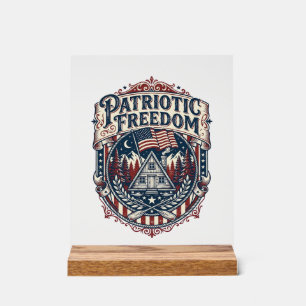 Patriotic Cabin Weekend Vector Graphic Tee_1 Acrylic Sign