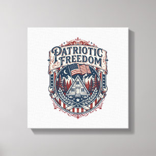 Patriotic Cabin Weekend Vector Graphic Tee_1 Canvas Print