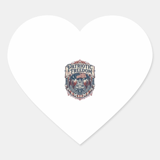 Patriotic Cabin Weekend Vector Graphic Tee_1 Heart Sticker (Front)