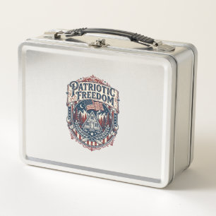 Patriotic Cabin Weekend Vector Graphic Tee_1 Metal Lunch Box