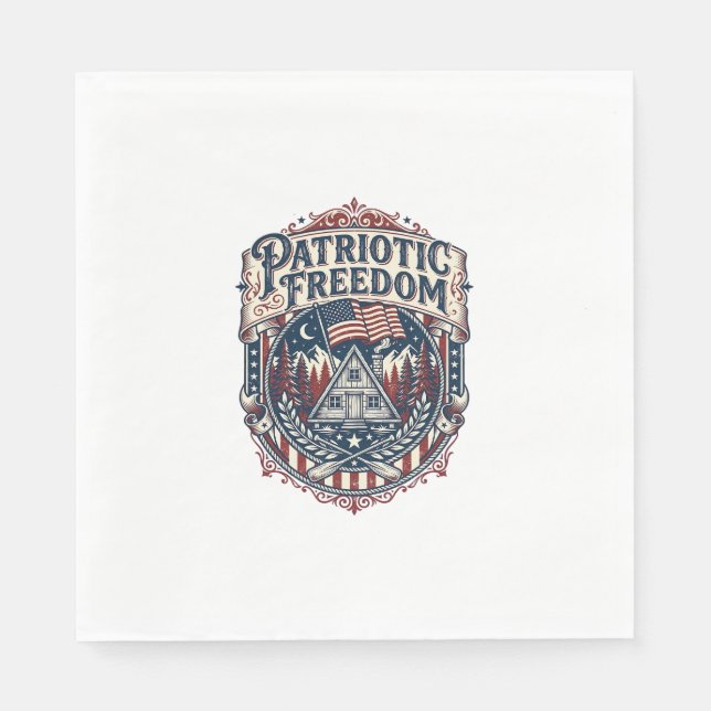 Patriotic Cabin Weekend Vector Graphic Tee_1 Napkin (Front)