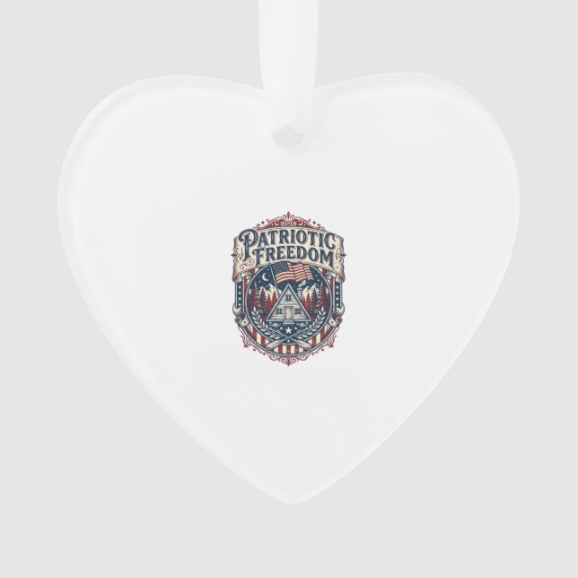 Patriotic Cabin Weekend Vector Graphic Tee_1 Ornament (Front)
