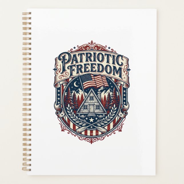 Patriotic Cabin Weekend Vector Graphic Tee_1 Planner (Front)