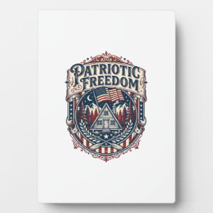 Patriotic Cabin Weekend Vector Graphic Tee_1 Plaque