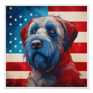 Patriotic Cairn Terrier American Flag Poster