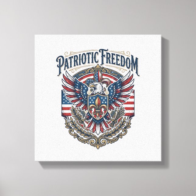 Patriotic Cajun Pride Vector Graphic Tee_1 Canvas Print (Front)