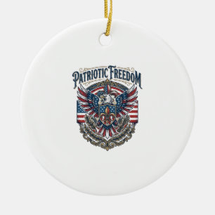 Patriotic Cajun Pride Vector Graphic Tee_1 Ceramic Tree Decoration