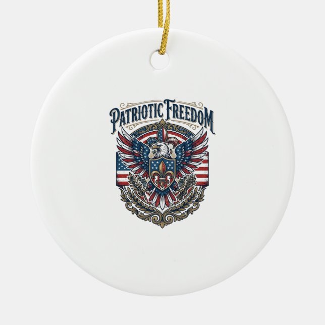 Patriotic Cajun Pride Vector Graphic Tee_1 Ceramic Tree Decoration (Front)