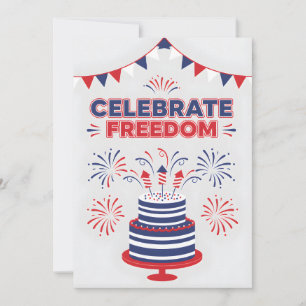 Patriotic Cake Happy July 4th USA Independence Holiday Card
