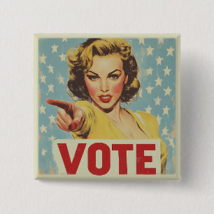 Patriotic Call to Action: Vote! 15 Cm Square Badge
