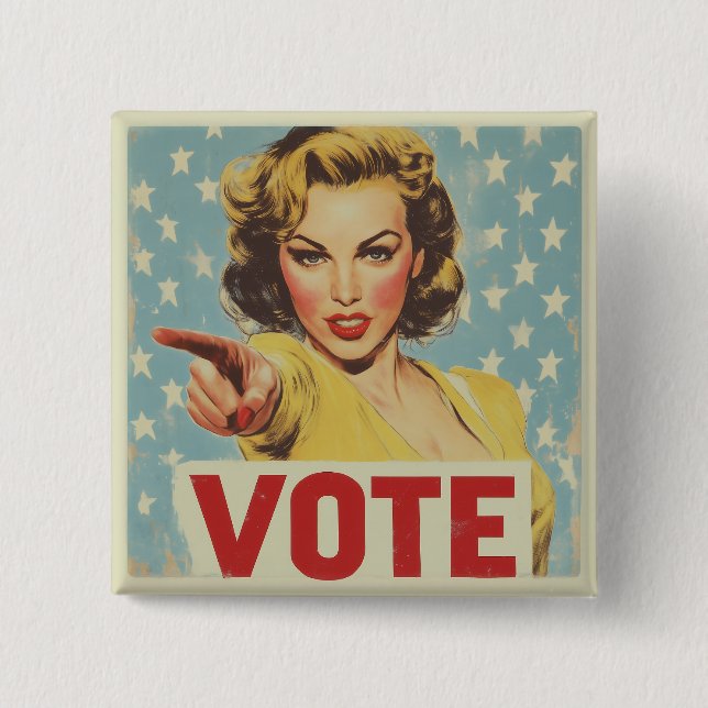 Patriotic Call to Action: Vote! 15 Cm Square Badge (Front)