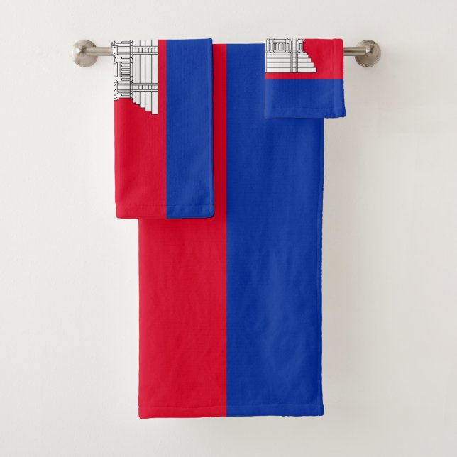 Patriotic Cambodia Flag Bath Towel Set (Insitu)