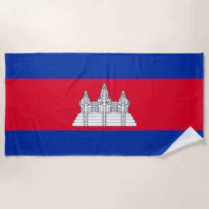 Patriotic Cambodia Flag Beach Towel