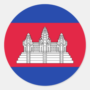 Patriotic Cambodia Flag Classic Round Sticker