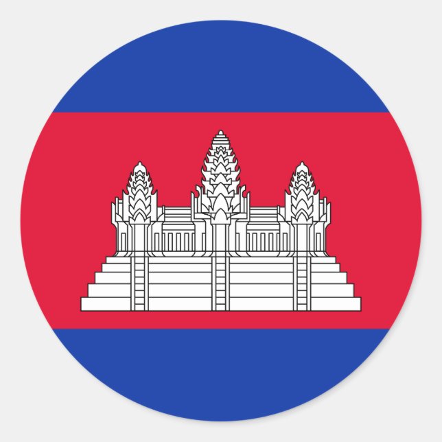 Patriotic Cambodia Flag Classic Round Sticker (Front)