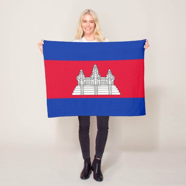Patriotic Cambodia Flag Fleece Blanket (In Situ)