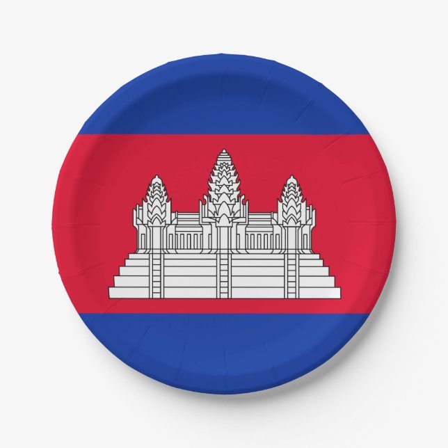 Patriotic Cambodia Flag Paper Plate (Front)