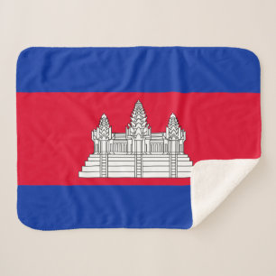Patriotic Cambodia Flag Sherpa Blanket