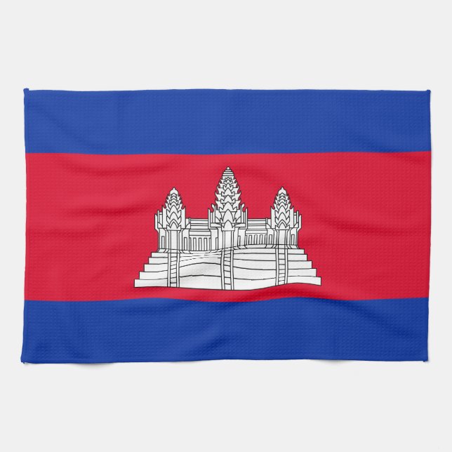 Patriotic Cambodia Flag Tea Towel (Horizontal)