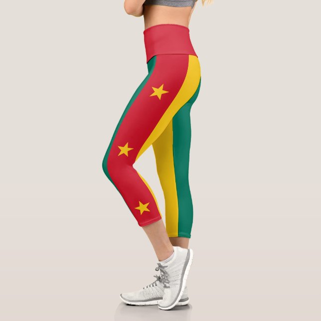 Patriotic Cameroon Flag Capri Leggings (Left)