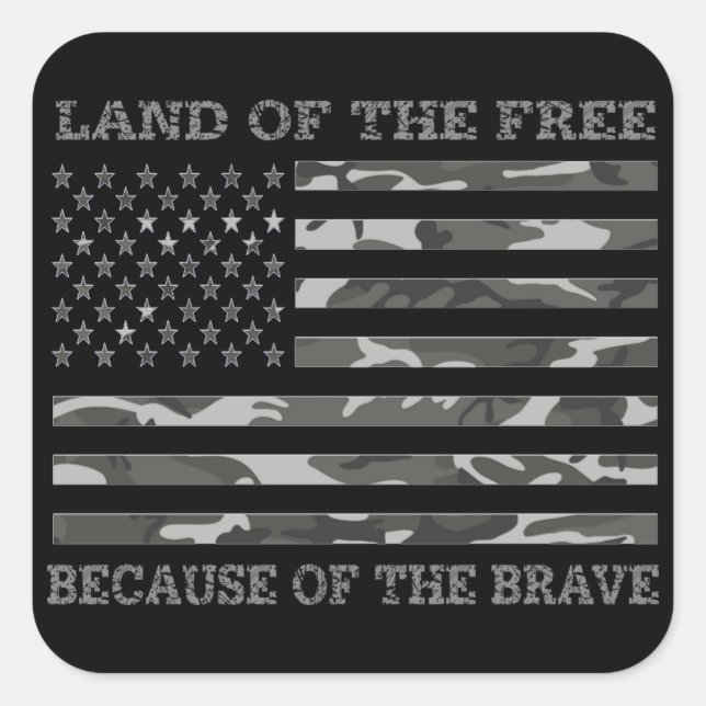 Patriotic Camo American Flag Land Of The Free Square Sticker (Front)