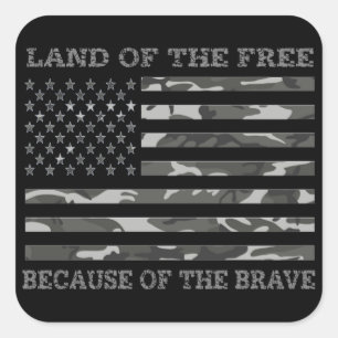 Patriotic Camo American Flag Land Of The Free Square Sticker